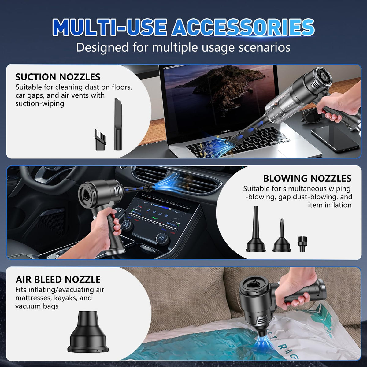 KMM Handheld Car Vacuum Cleaner, Hand Held Vacuum Cleaner and Air Duster