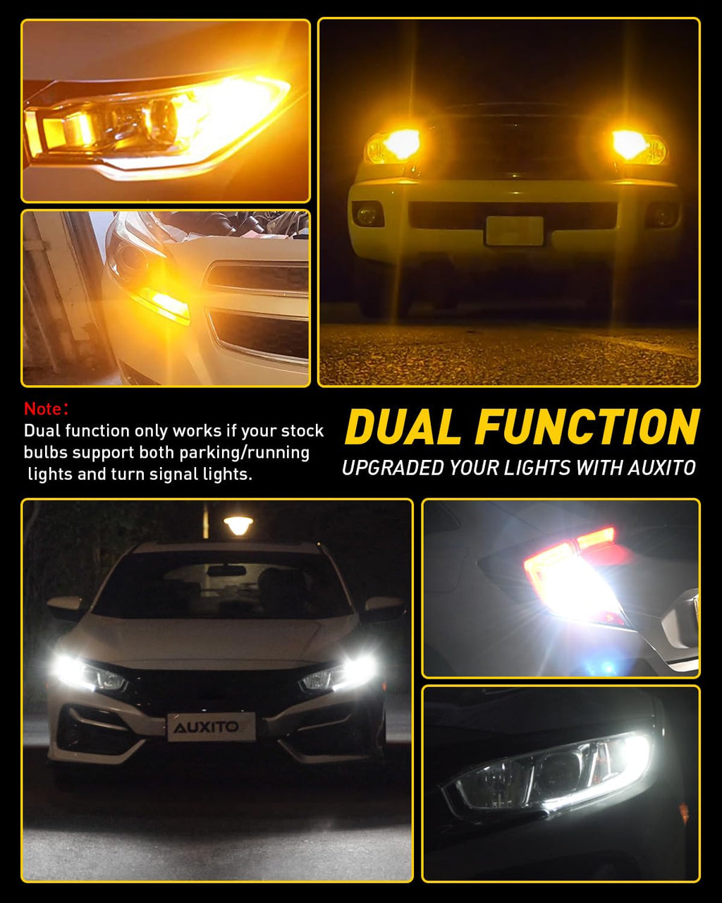 AUXITO 912 921 LED Bulb for Backup Light Reverse Lights High Power 2835 15-SMD Chipsets Error Free T15 906 922 W16W Bulbs, 6000K White, Automotive Light Bulbs (Upgraded, Pack of 2)