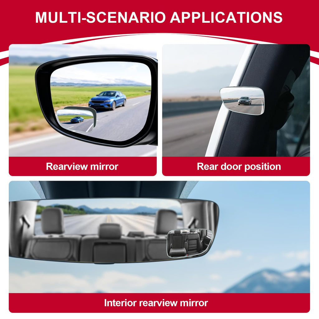 LivTee Blind Spot Car Mirror, HD Glass Frameless Convex Side Mirror Blindspot, Wide Angle Rear View Mirrors for SUVs, Trucks and RVs - Car Accessories