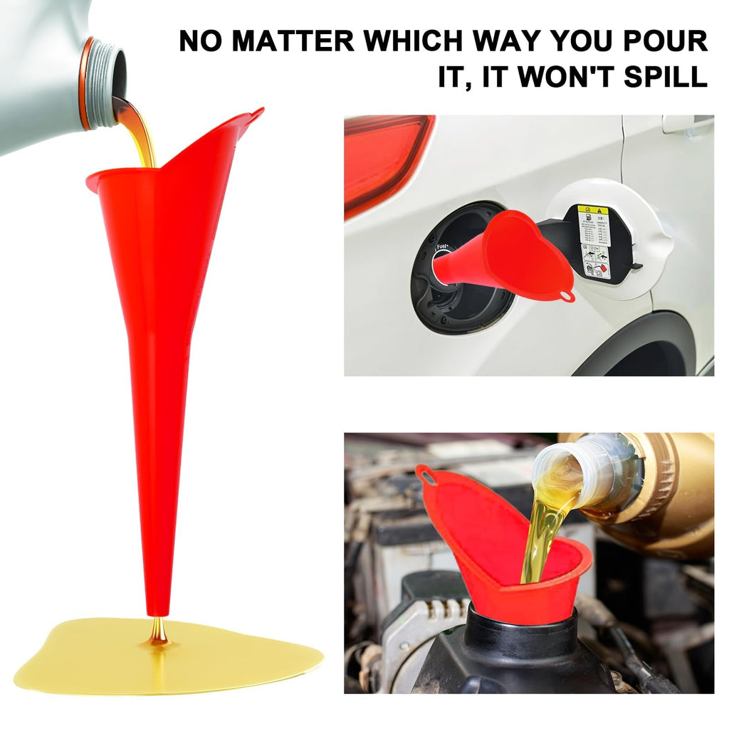 Long-Neck Oil Funnel for Automotive – Multi-Function Plastic Funnel for Oil, Gas & Lubricants – Universal Car Accessory (Blue (1-Pack))