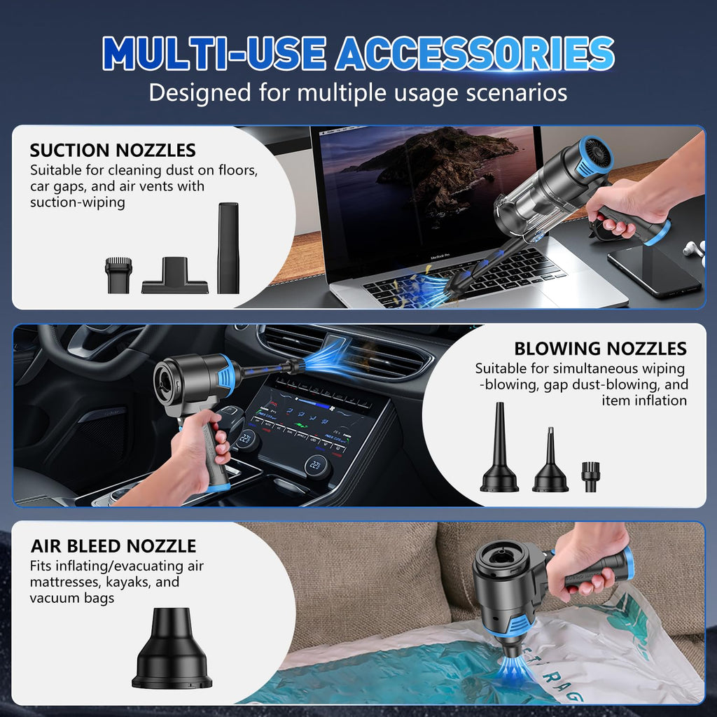 KMM Handheld Car Vacuum Cleaner, Hand Held Vacuum Cleaner and Air Duster