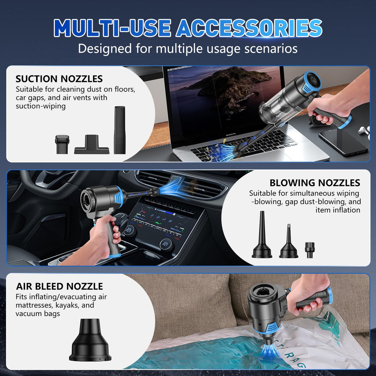 KMM Handheld Car Vacuum Cleaner, Hand Held Vacuum Cleaner and Air Duster