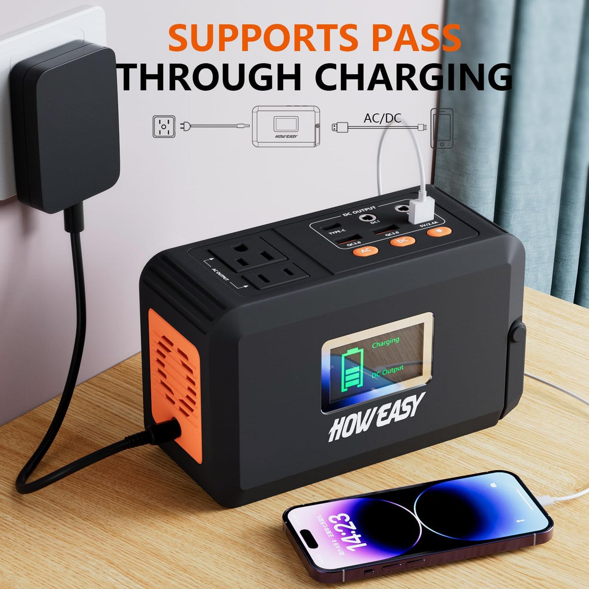 HOWEASY Portable Power Station,120W(240W Peak) Solar Generator