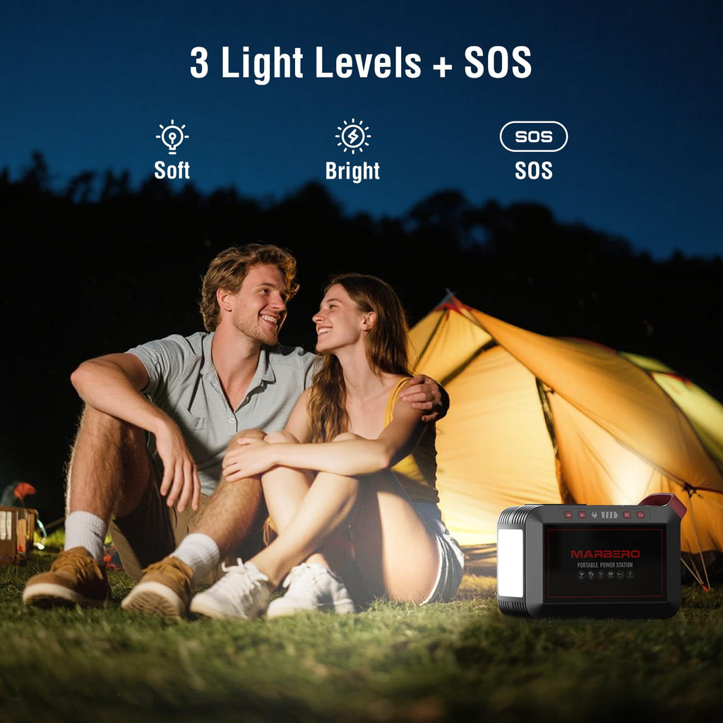 MARBERO Portable Power Station 88Wh, 120W Surge, Solar Generator 24,000mAh