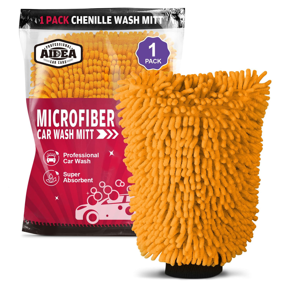 AIDEA Car Wash Mitt Microfiber-2PK, Car Wash Brush, Green, 7.12''X10.14''