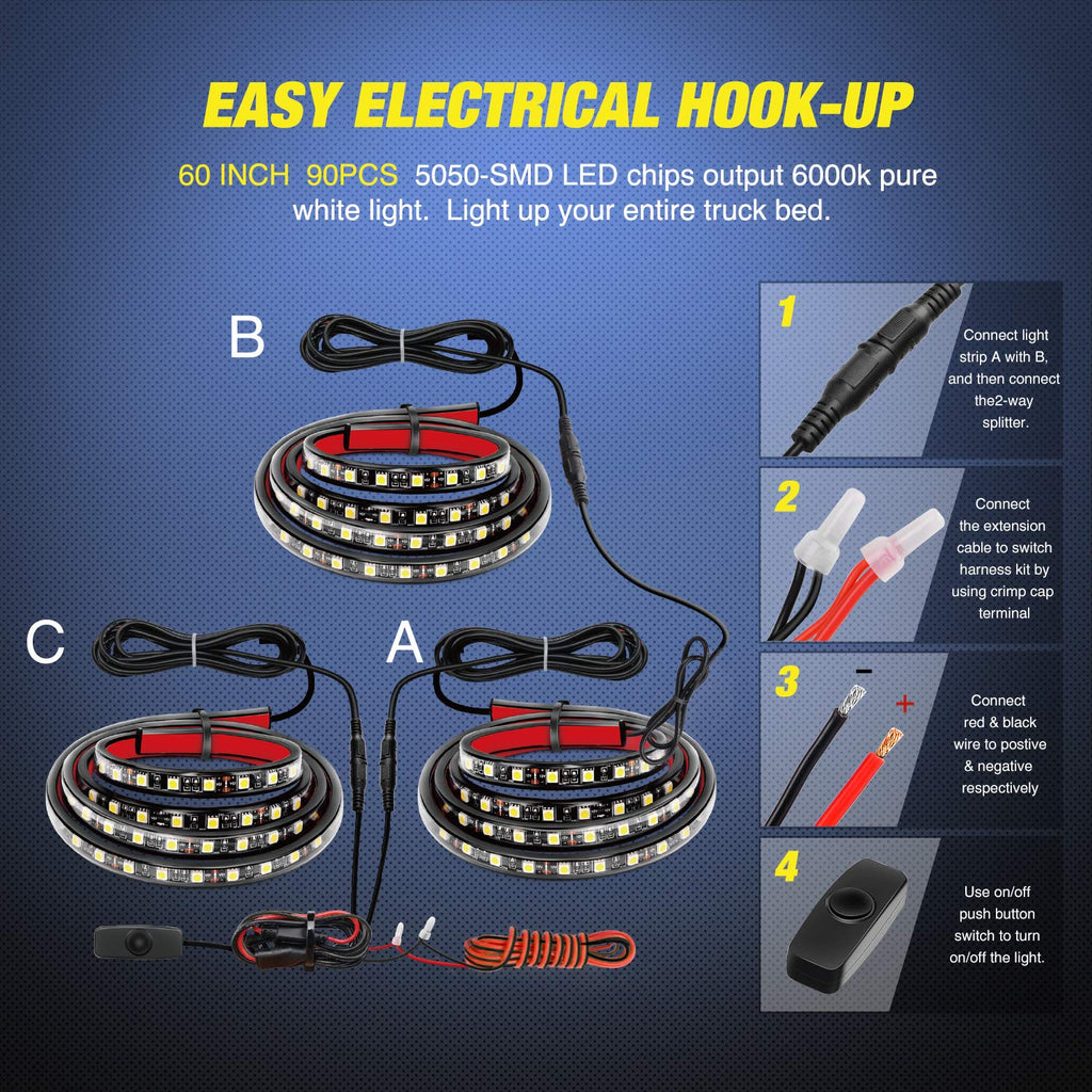 Nilight 3PCS 60 Inch Truck Bed Light Kit 270 LEDs