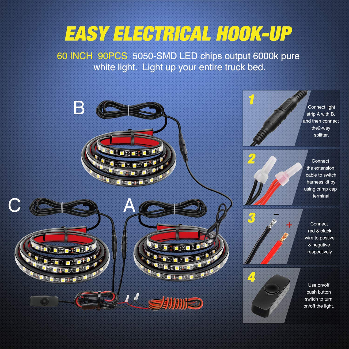 Nilight 3PCS 60 Inch Truck Bed Light Kit 270 LEDs