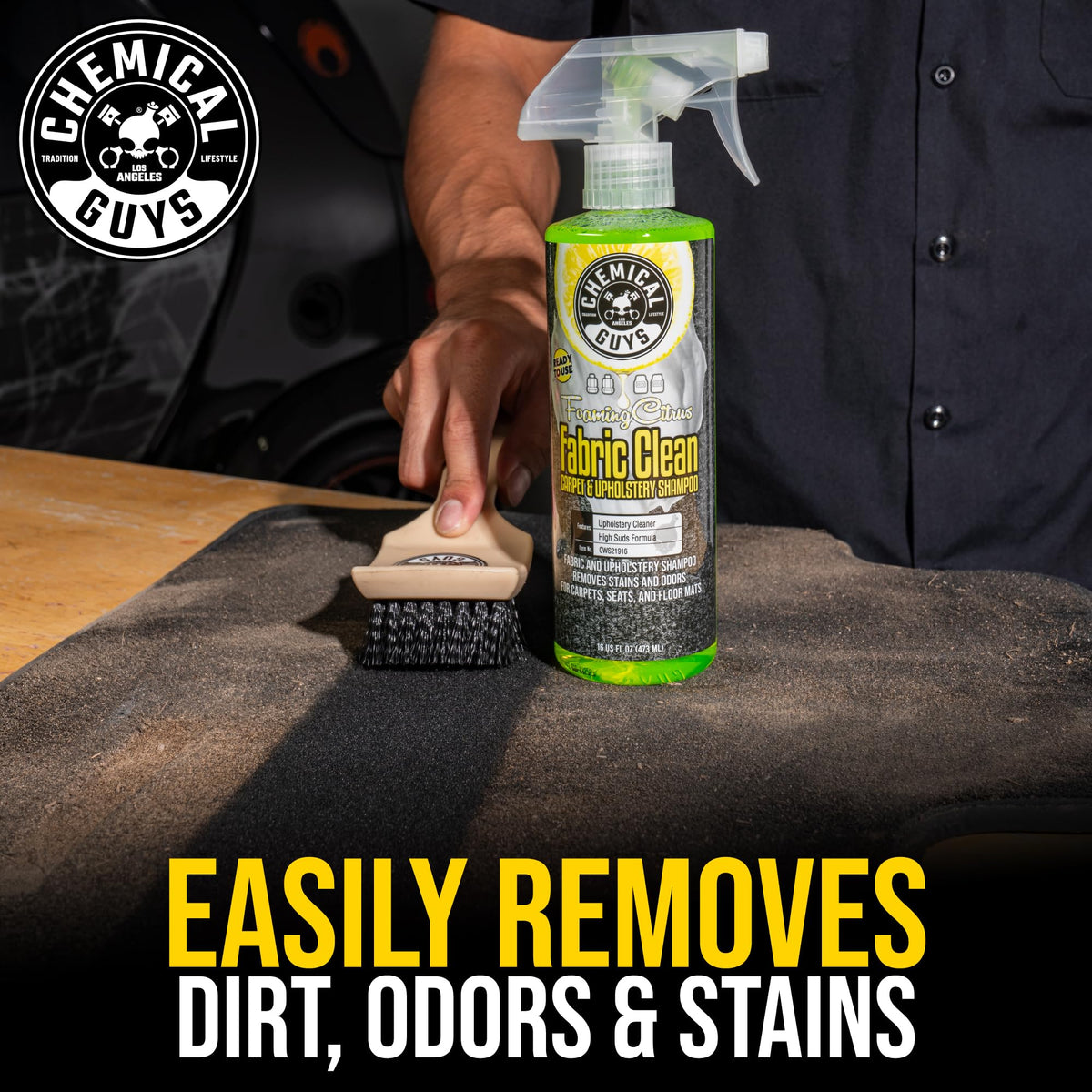 Chemical Guys, Citrus Fabric & Carpet Cleaner Spray with Brush Kit, 16 oz