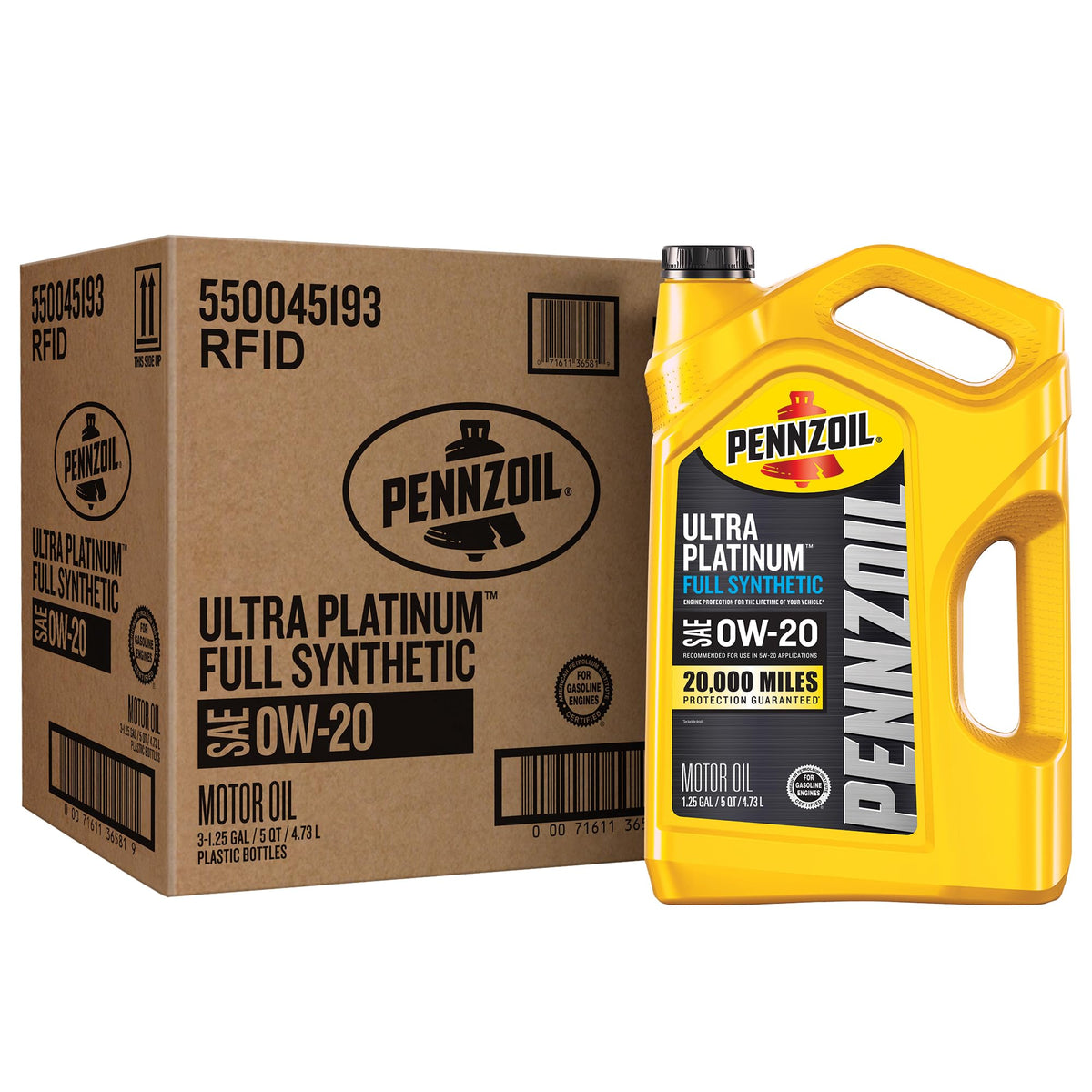Pennzoil Ultra Platinum Full Synthetic 0W-40 Motor Oil, 1 Quart (6 Pack)