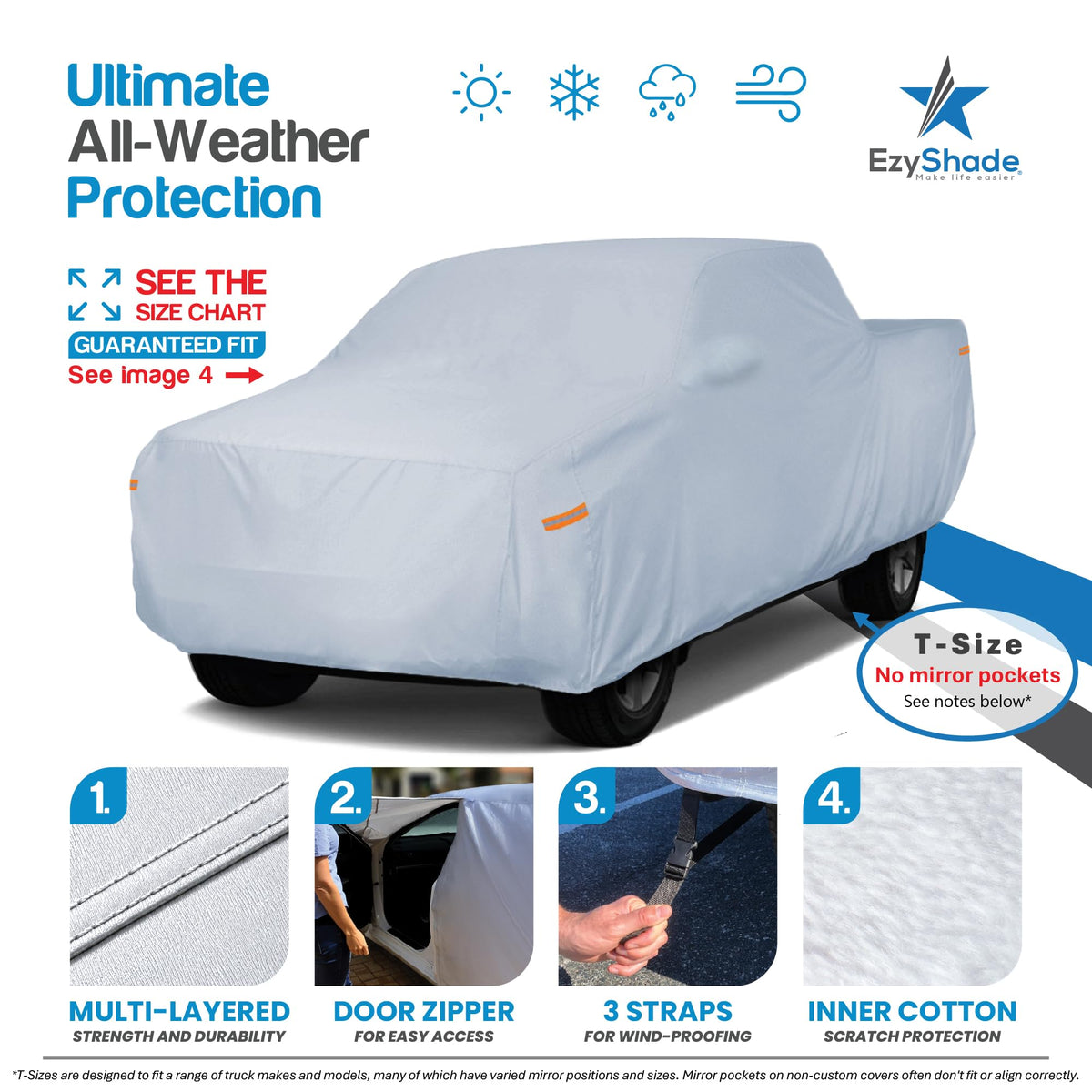 EzyShade Car Cover Waterproof All Weather. See Vehicle Size-Chart. Size A4
