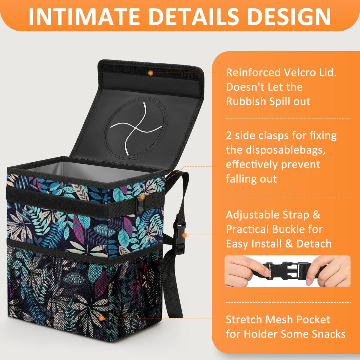 Vankor Car Trash Can with Lid Leak Proof Car Accessories for Women