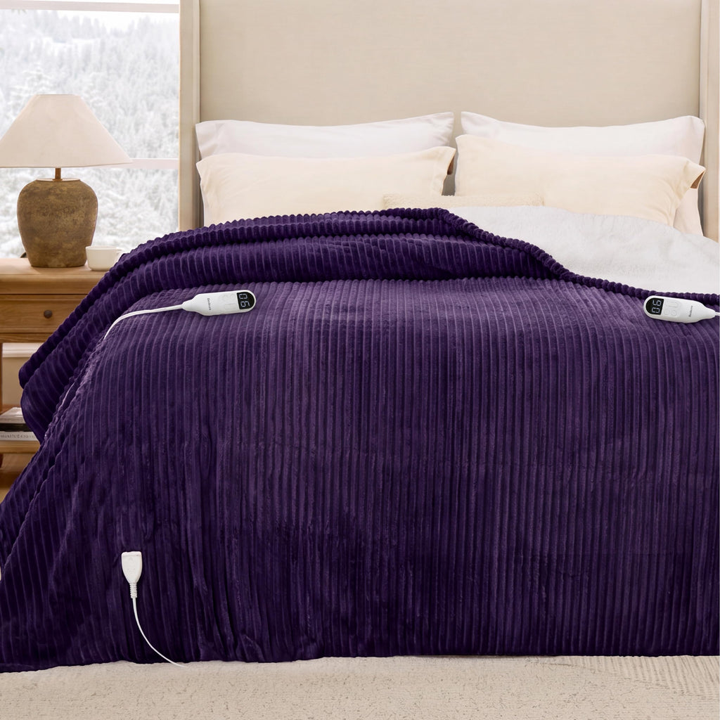 Bedsure GentleSoft Heated Blanket Throw - Soft Ribbed Flannel Electric Blanket, Gifts for Grandma (50x60 inches, Grey)