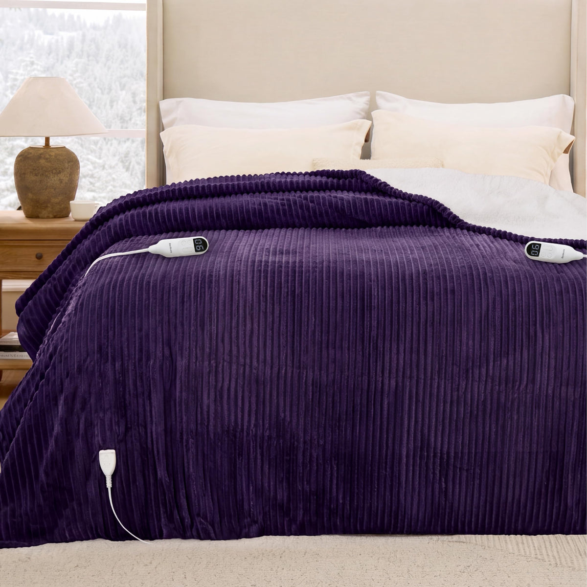 Bedsure GentleSoft Heated Blanket Throw - Soft Ribbed Flannel Electric Blanket, Gifts for Grandma (50x60 inches, Grey)