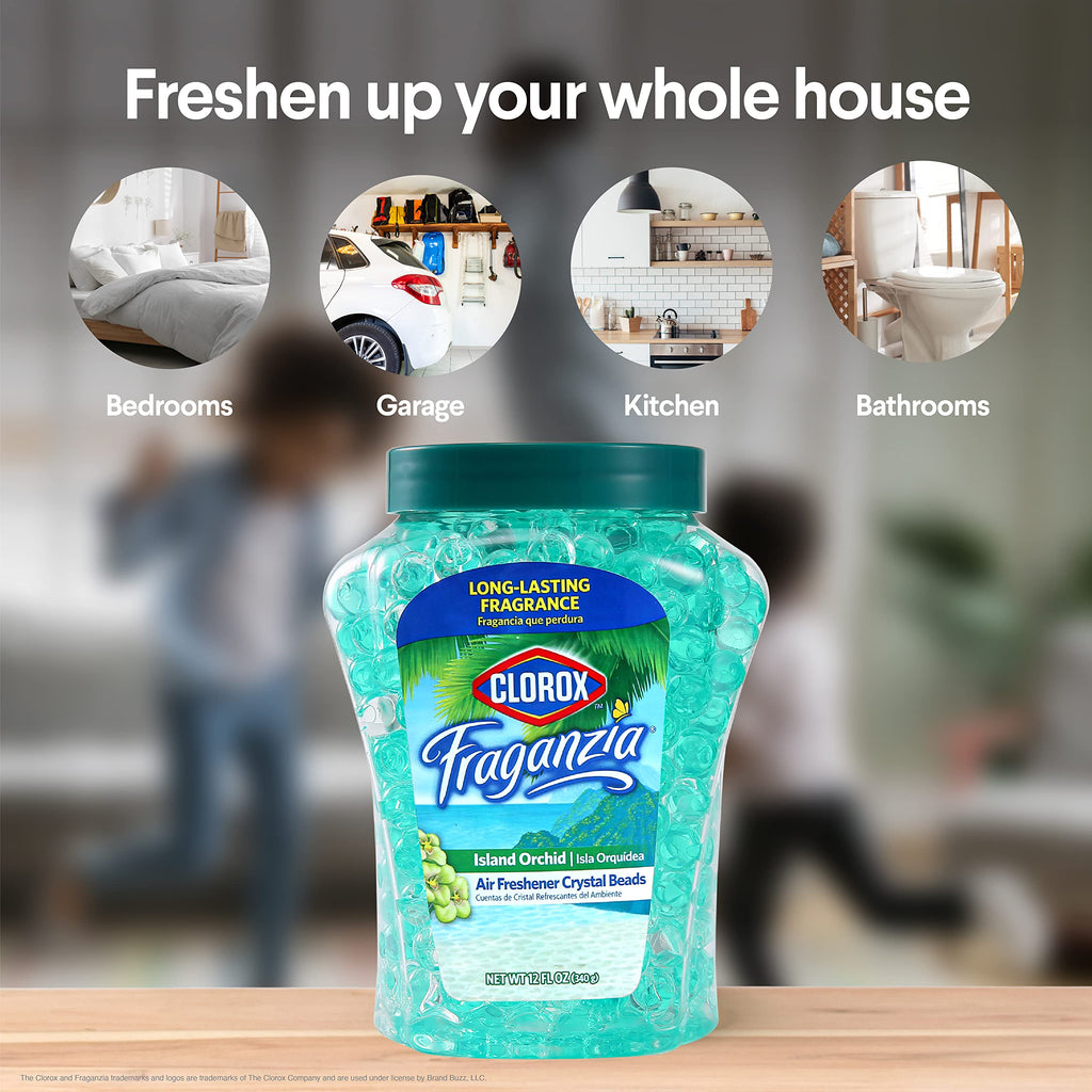 Clorox Fraganzia Crystal Beads Air Freshener, Island Escape Scent, 12 Fl Oz