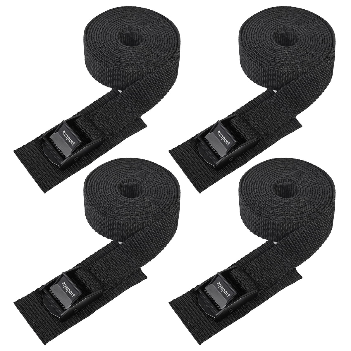 Ayaport Lashing Straps with Buckles Adjustable Cam Buckle Tie Down Cinch Strap for Packing Black 4 Pack