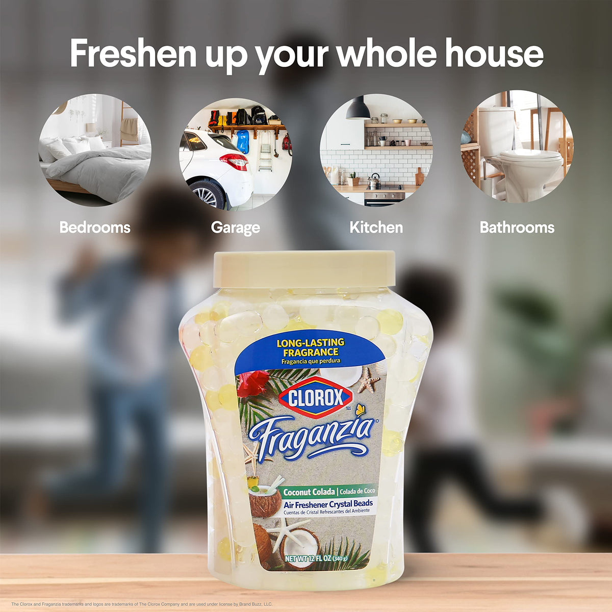 Clorox Fraganzia Crystal Beads Air Freshener, Island Escape Scent, 12 Fl Oz
