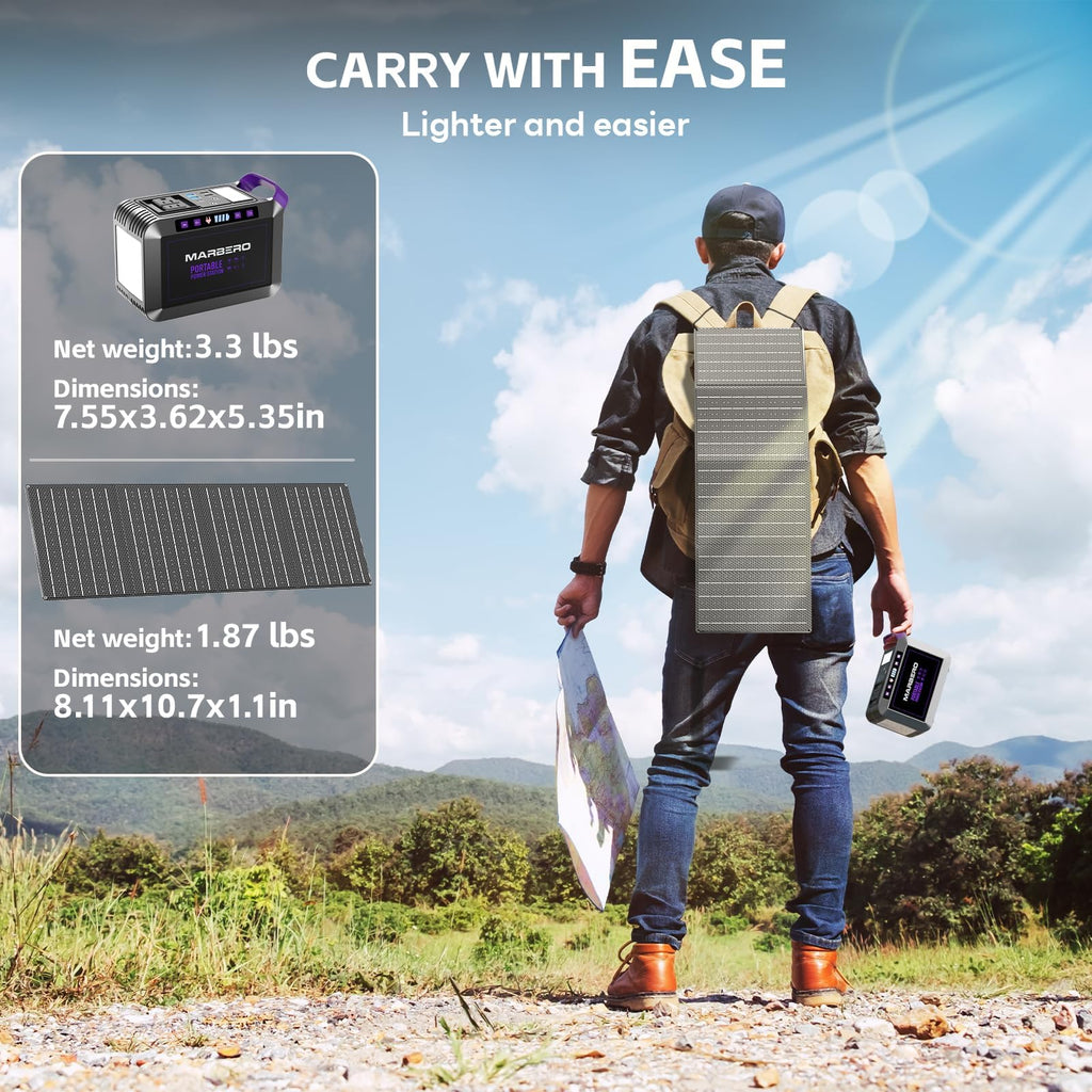 MARBERO Portable Power Station 88Wh, 120W Surge, Solar Generator 24,000mAh