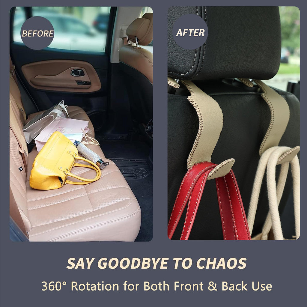 4-Pack Car Headrest Hooks Holds 55lbs Seat Storage Organizer for Bags