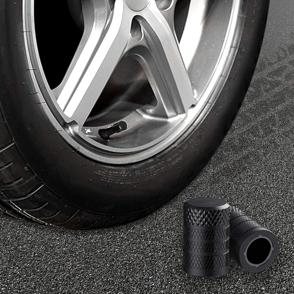 CKAuto Tire Valve Stem Caps, Aluminum Black, 4 pcs/Pack