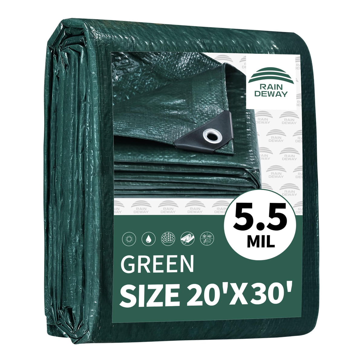 RAINDEWAY Tarps 8x10Ft 5.5 Mil Multipurpose Waterproof Poly Tarp Cover