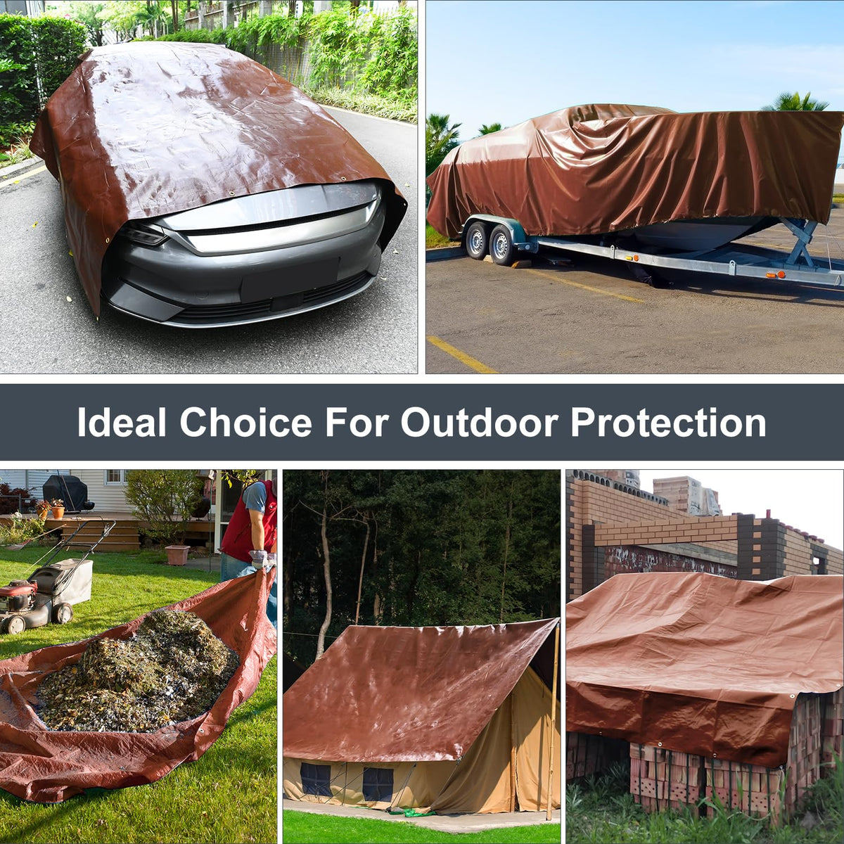 Tarp 8x10 FT Heavy Duty Waterproof 14 Mil Brown