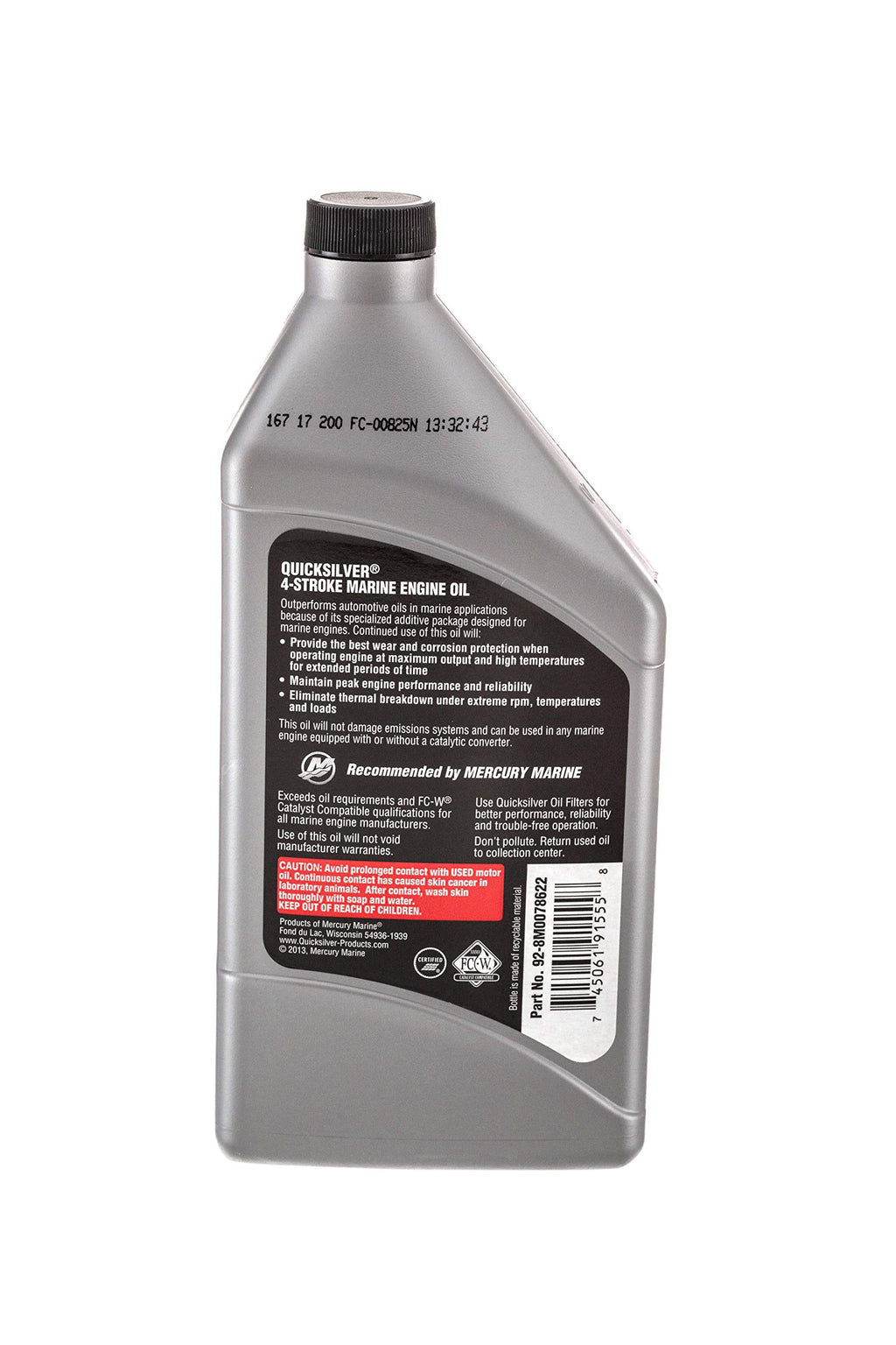 Quicksilver 25W-40 4-Stroke Marine Engine Oil for Outboards, 1 Gallon