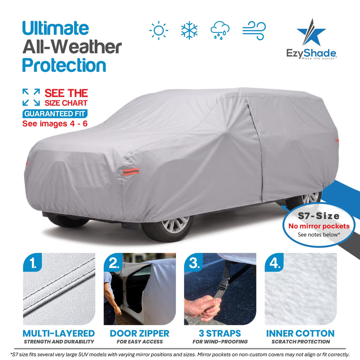 EzyShade Car Cover Waterproof All Weather. See Vehicle Size-Chart. Size A4