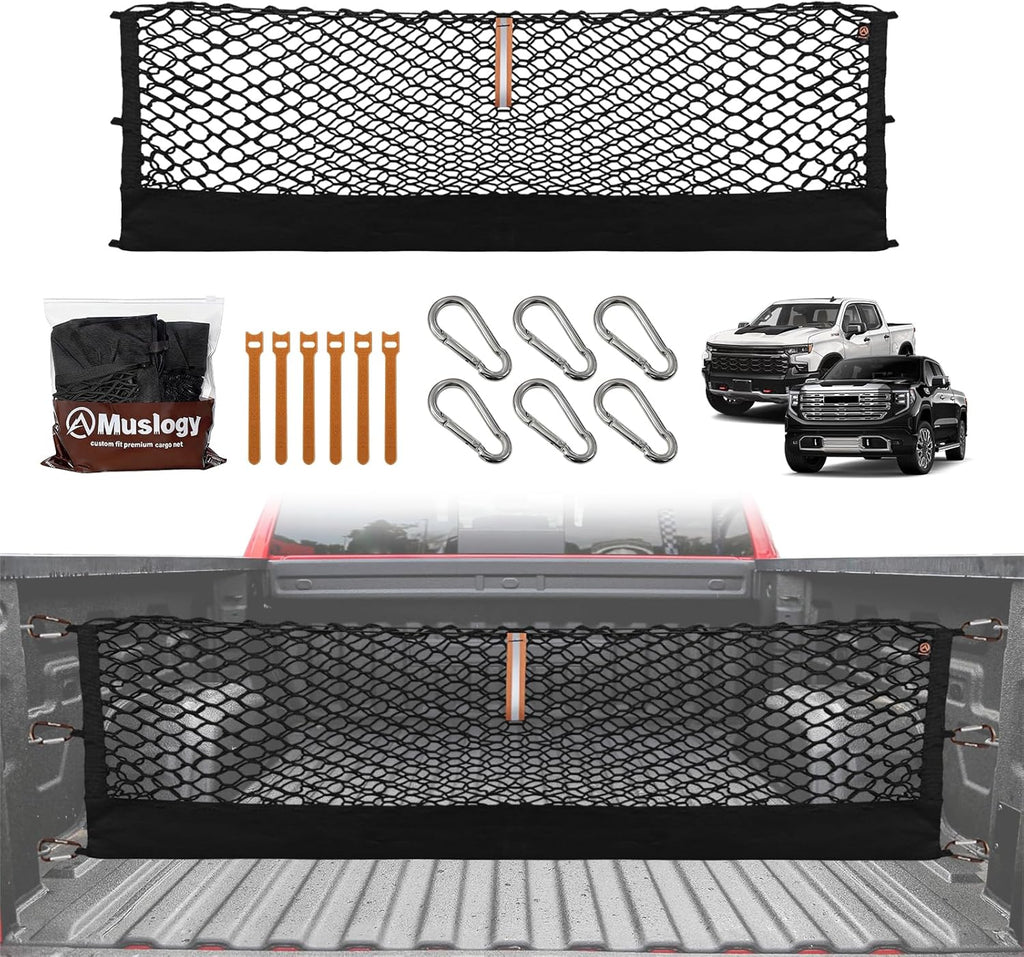Muslogy Cargo Net for 2013-2026 Chevy Silverado GMC Sierra 1500/2500/3500HD
