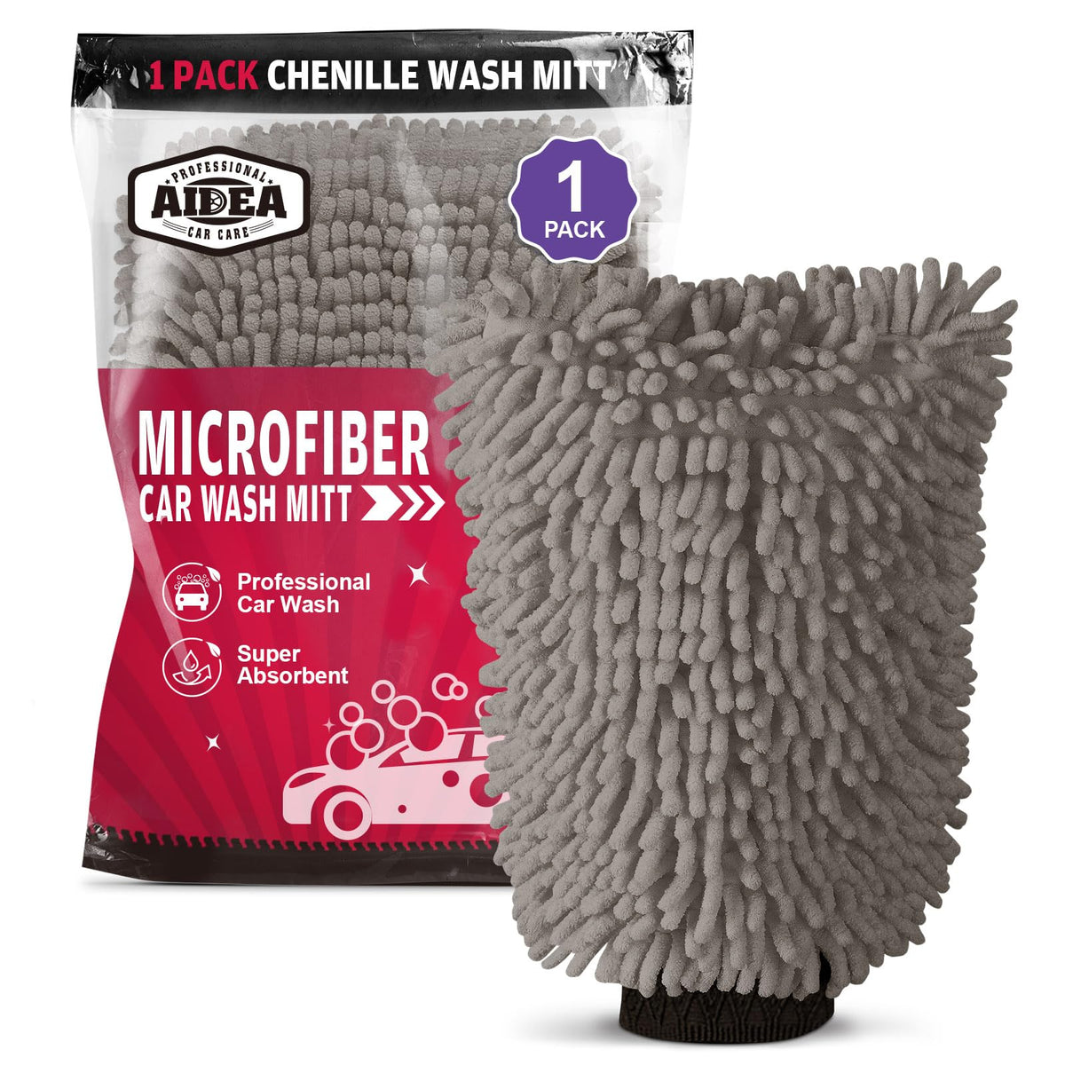 AIDEA Car Wash Mitt Microfiber-2PK, Car Wash Brush, Green, 7.12''X10.14''