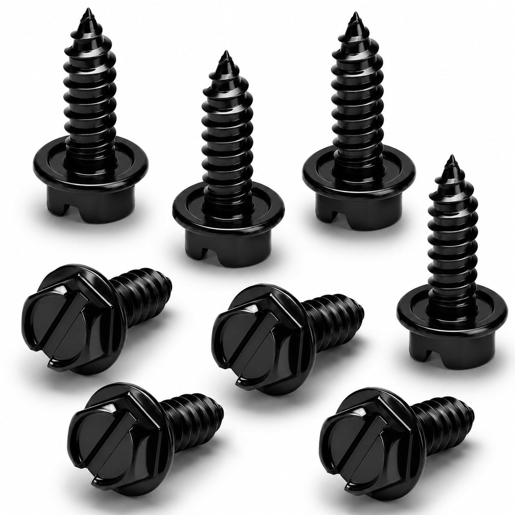 OttoSpeed Rustproof License Plate Screws (4-Pack, Black-Phillips)