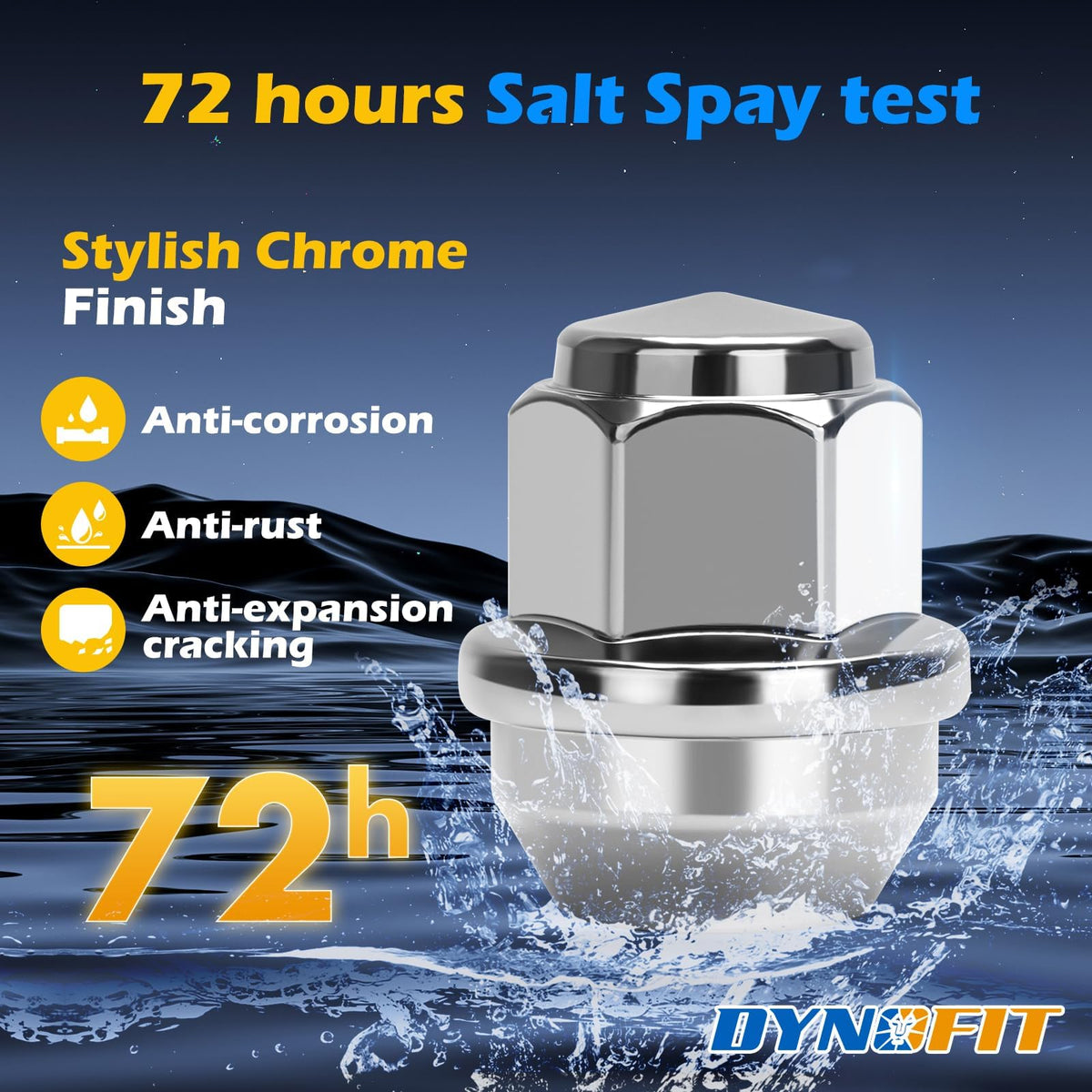 dynofit 24pcs 14x1.5 OEM/Stock Lug Nuts for 2015-2026 Expedition/F-150, M14-1.5 One-Piece Design Factory Chrome Wheel Lugnuts for Lincoln 2015-2026 Navigator, 21mm Hex Anti-Rusting Updated