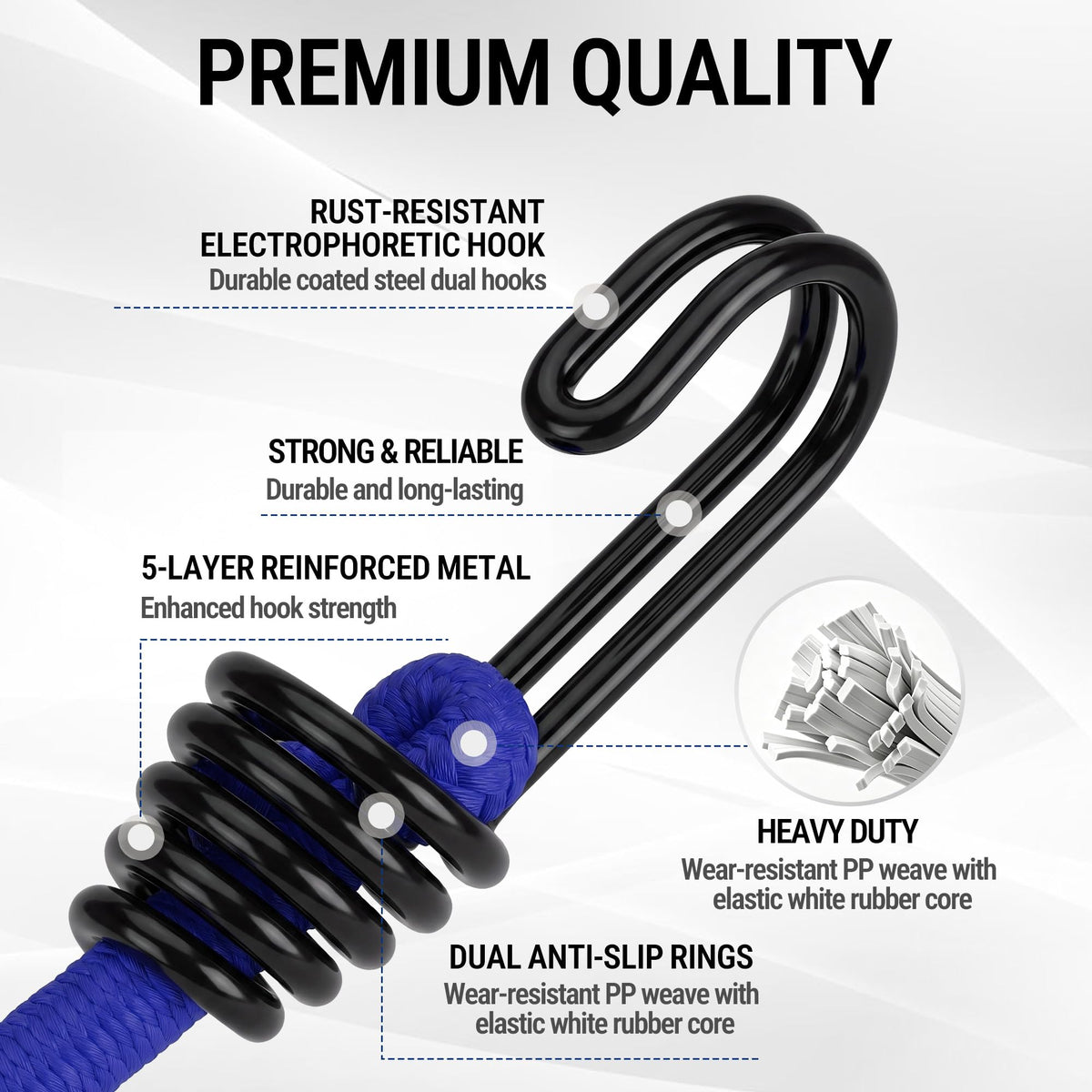 WORKPRO Bungee Cords with Hooks, Heavy Duty Outdoor Bungee Strap, 22-Piece