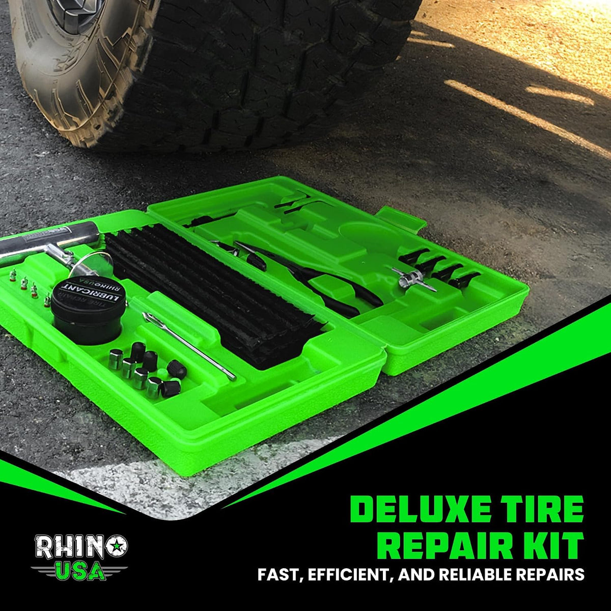 Rhino USA Tire Repair Kit (86-Piece) - Heavy Duty Tire Plug Kit