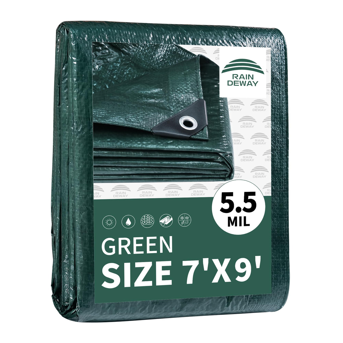 RAINDEWAY Tarps 8x10Ft 5.5 Mil Multipurpose Waterproof Poly Tarp Cover