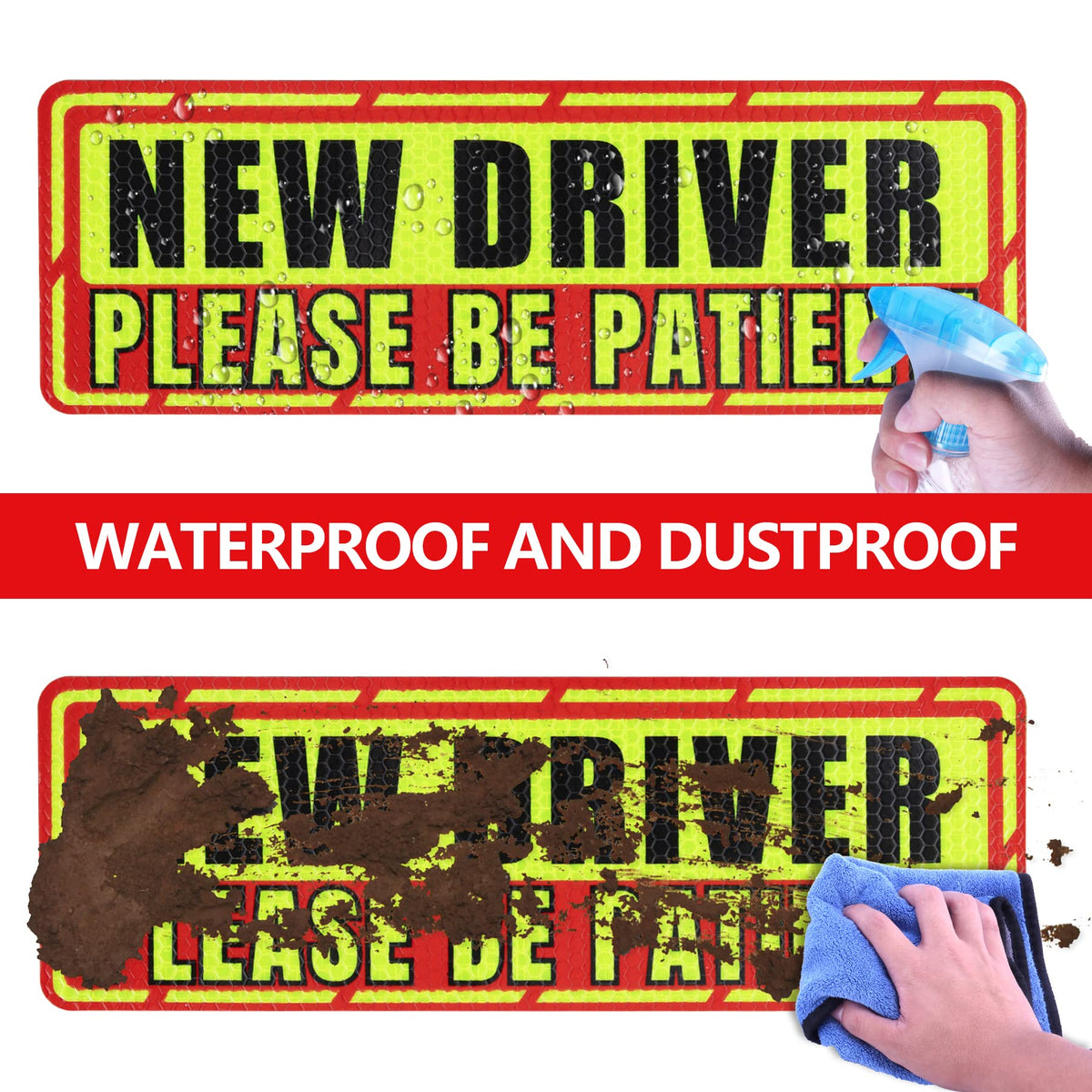 SINGARO Student Driver Magnet for Car - Please Be Patient, 3Pcs Magnetic Reflective Novice Sticker, New Driver Decal, Removable Exterior Car Accessories