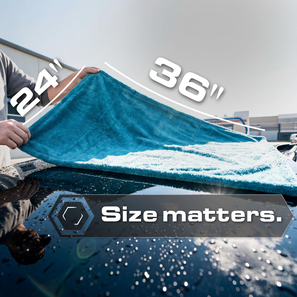 Blackline Microfiber Car Drying Towel 24"x36", 1300GSM Twisted Loop