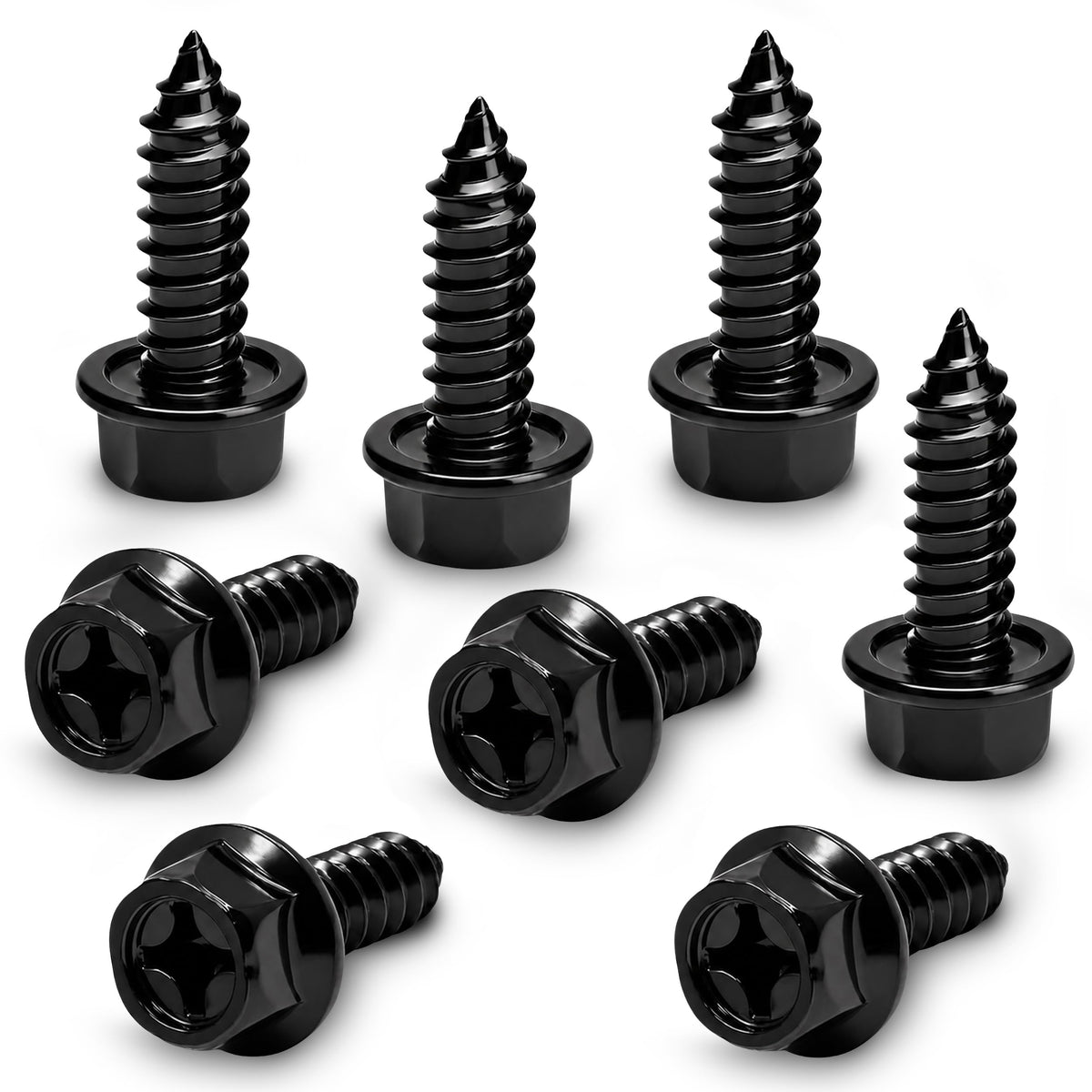 OttoSpeed Rustproof License Plate Screws (4-Pack, Black-Phillips)