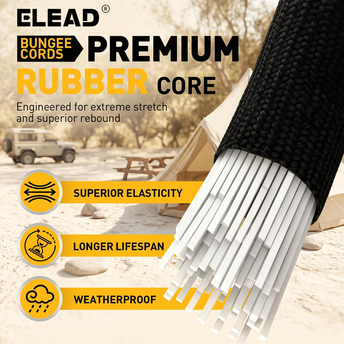 Bungee Cords Heavy Duty Outdoor: 20 Pcs Premium Rubber Bungee Cords with Hooks in a Storage Jar Includes 10", 18", 24", 30", 36", 48" Bungee Cord for Camping, Tent, Fastening Items