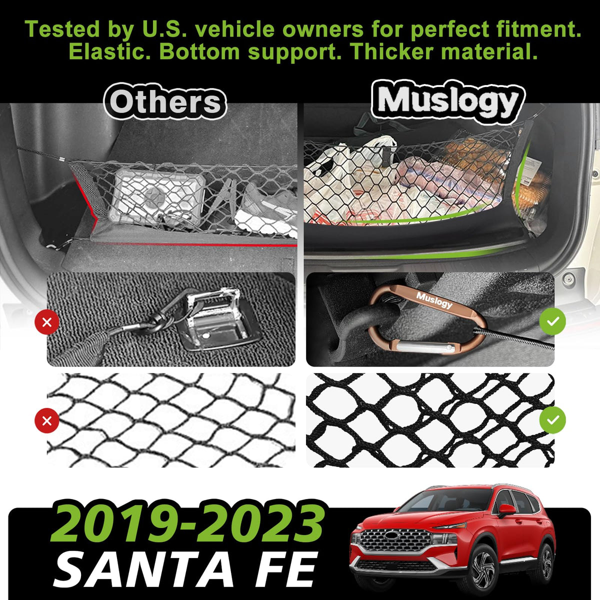 Muslogy Cargo Net for 2013-2026 Chevy Silverado GMC Sierra 1500/2500/3500HD
