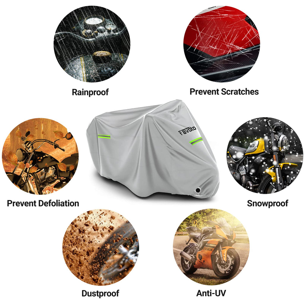 Favoto Motorcycle Cover Waterproof Outdoor Motorcycle Cover Heavy Duty