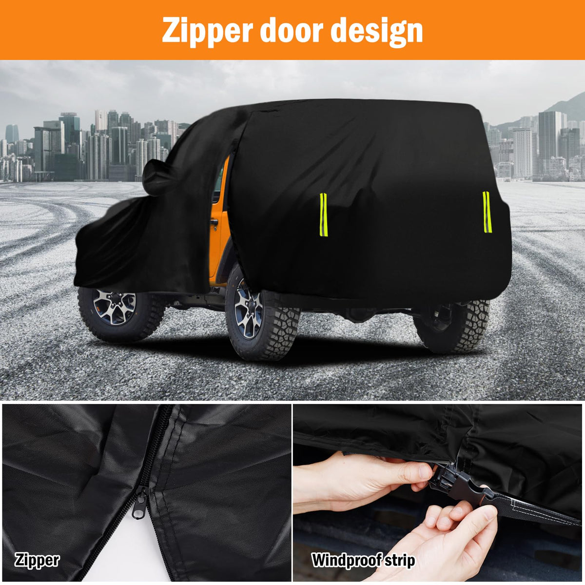 Waterproof Car Cover for Jeep Wrangler 4 Door 2006-2026 JK JL Windproof