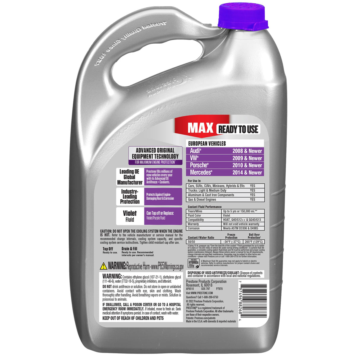 Prestone MAX Euro Violet 50/50 Antifreeze Automotive Coolant, Pack of One