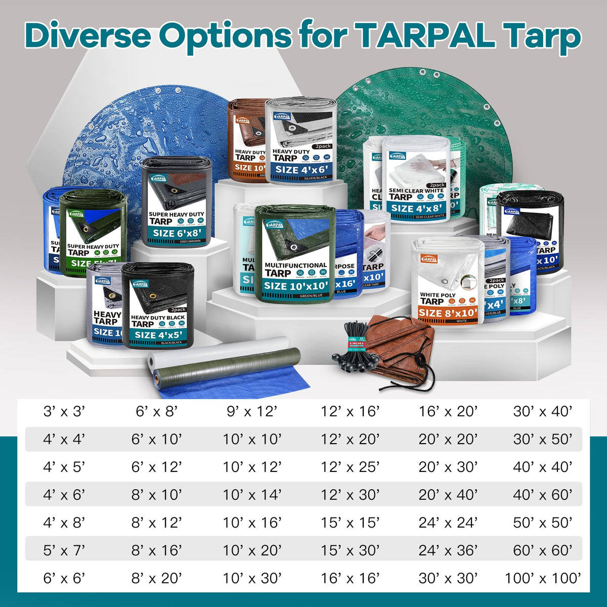TARPAL 10x10 Feet Green Tarp Waterproof 6mil Small tarps Multipurpose