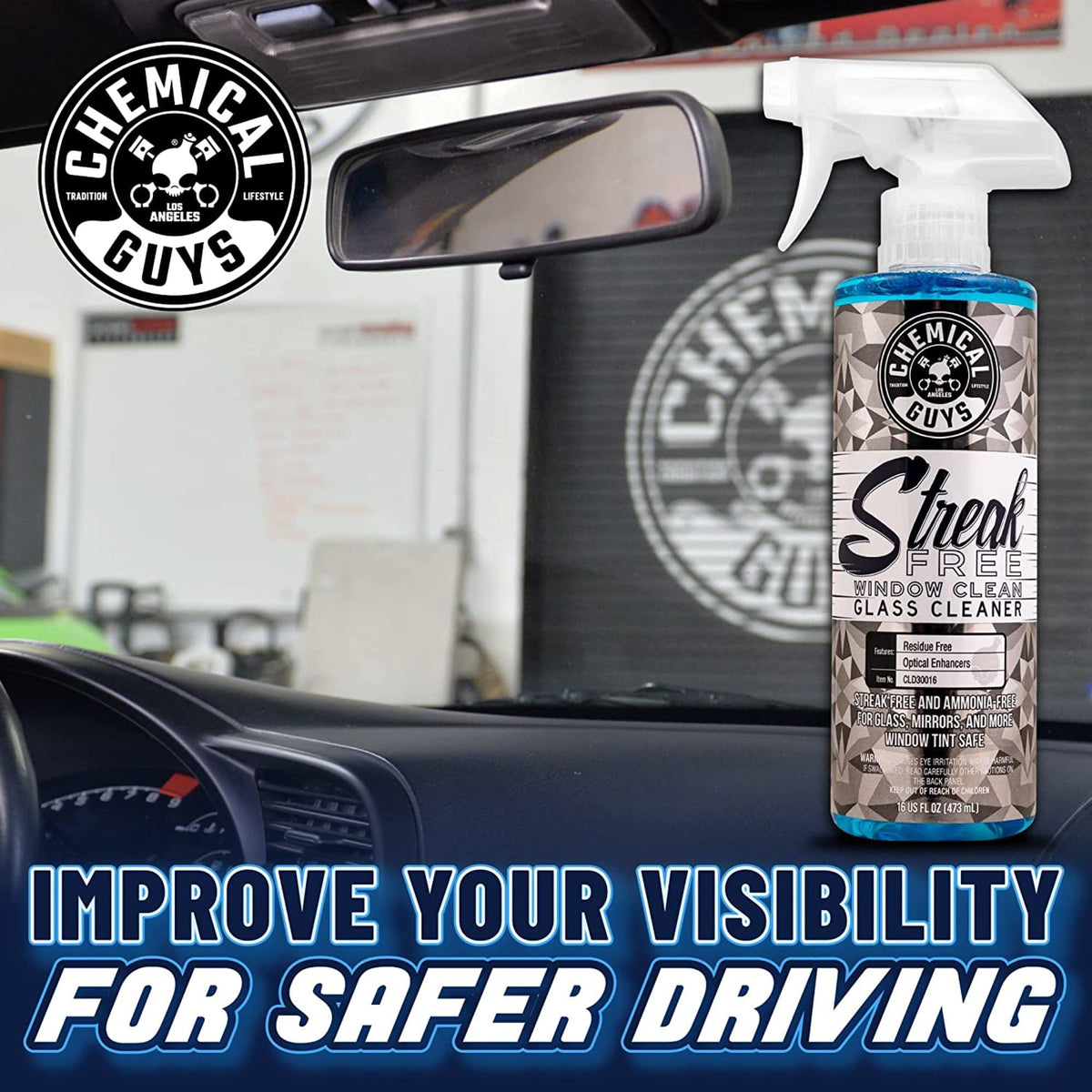 Chemical Guys, Streak-Free Glass & Window Cleaner for Tinted Windows, 16 oz