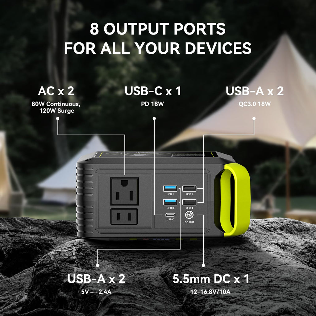 MARBERO Portable Power Station 88Wh, 120W Surge, Solar Generator 24,000mAh