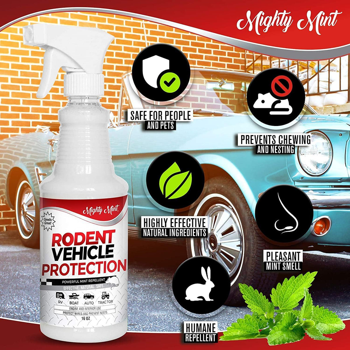 Mighty Mint Rodent Repellent Vehicle Spray, 16 oz