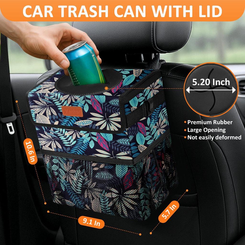Vankor Car Trash Can with Lid Leak Proof Car Accessories for Women