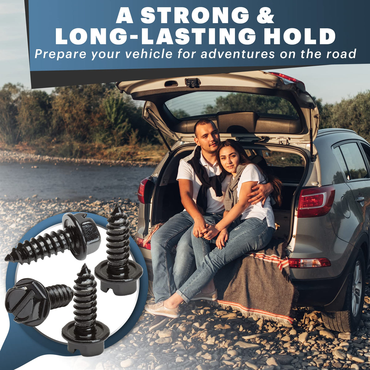 OttoSpeed Rustproof License Plate Screws (4-Pack, Black-Phillips)