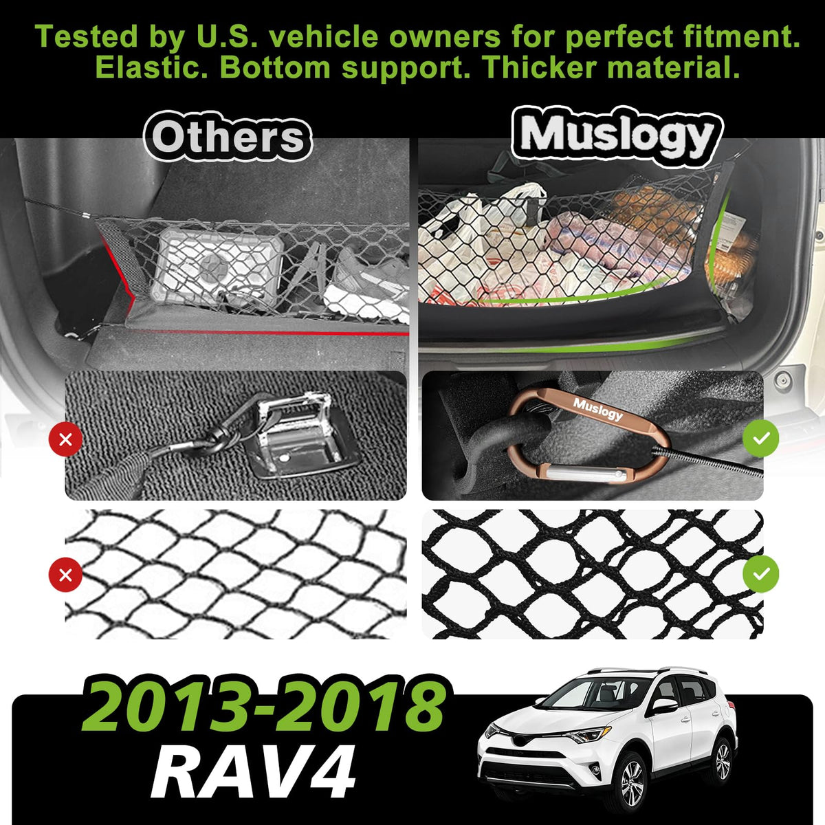 Muslogy Cargo Net for 2013-2026 Chevy Silverado GMC Sierra 1500/2500/3500HD