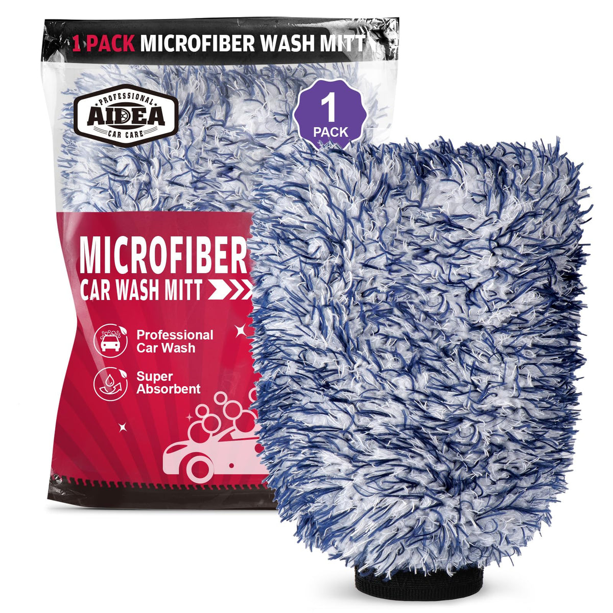 AIDEA Car Wash Mitt Microfiber-2PK, Car Wash Brush, Green, 7.12''X10.14''